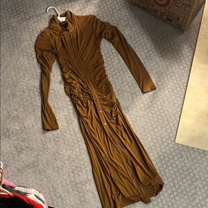 Good American Long Sleeve Brown Dress